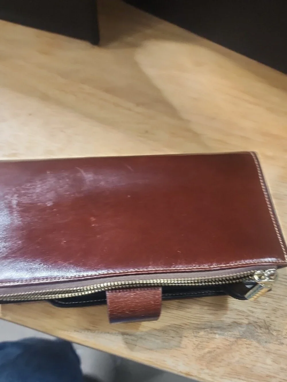 Brown Leather Travel Wallet with Snap Closure
